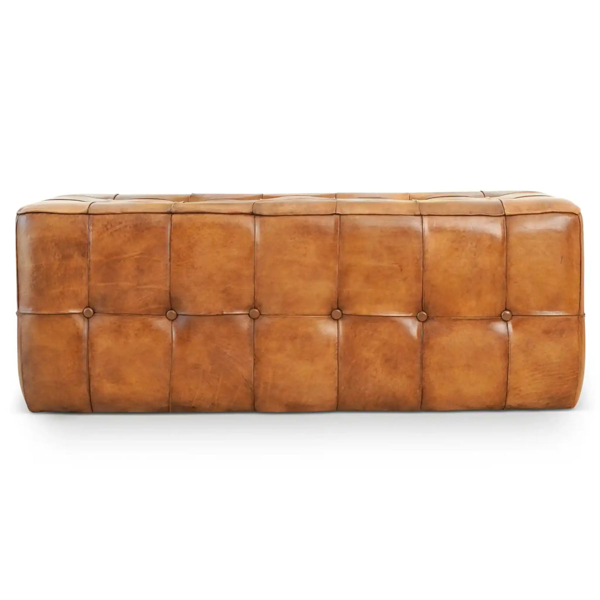 Benji Leather Bench, Mid-Century Modern, Solid Wood Frame, Rustic Tan