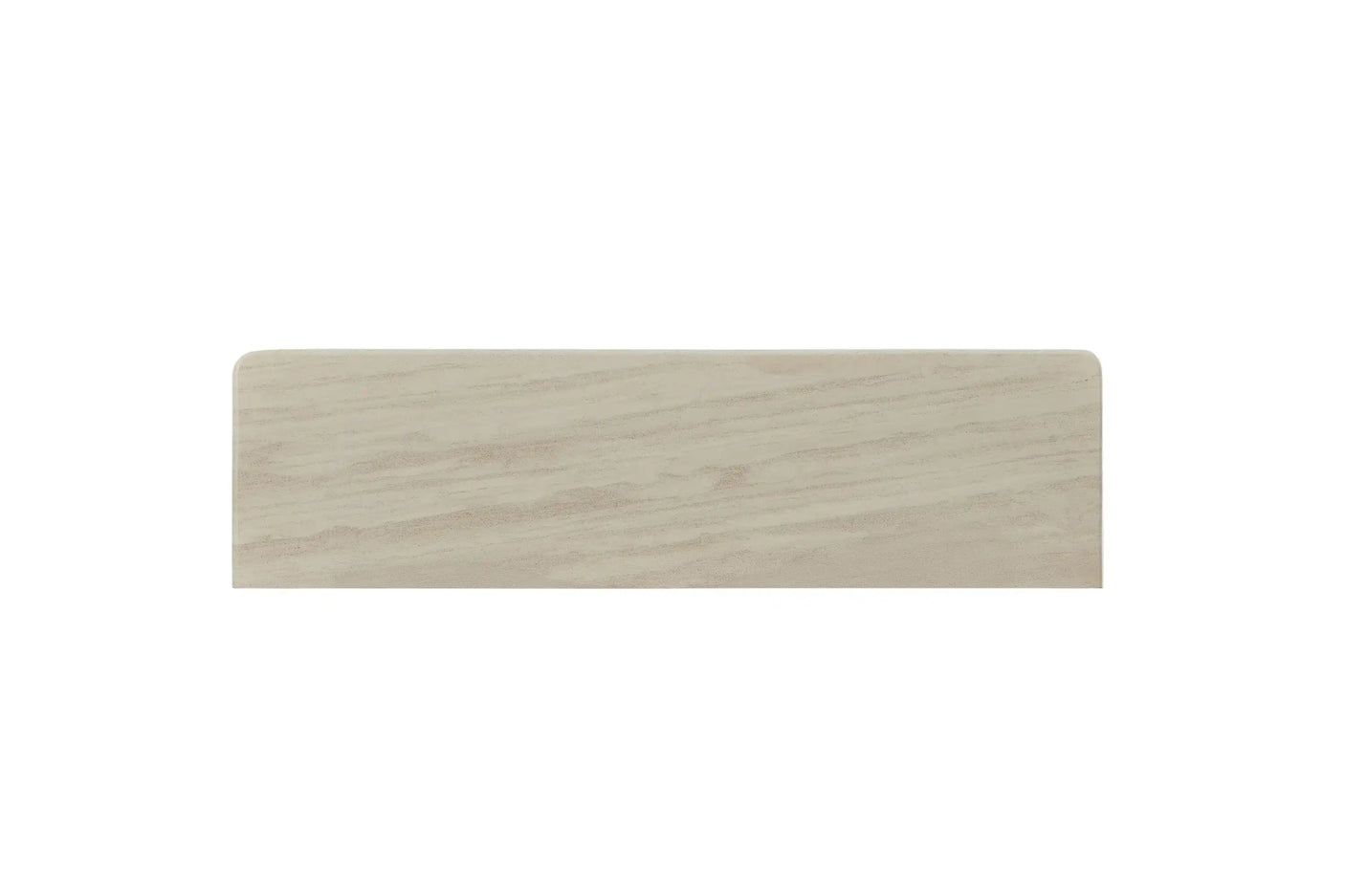 Light oak wood plank with rounded corners on white background