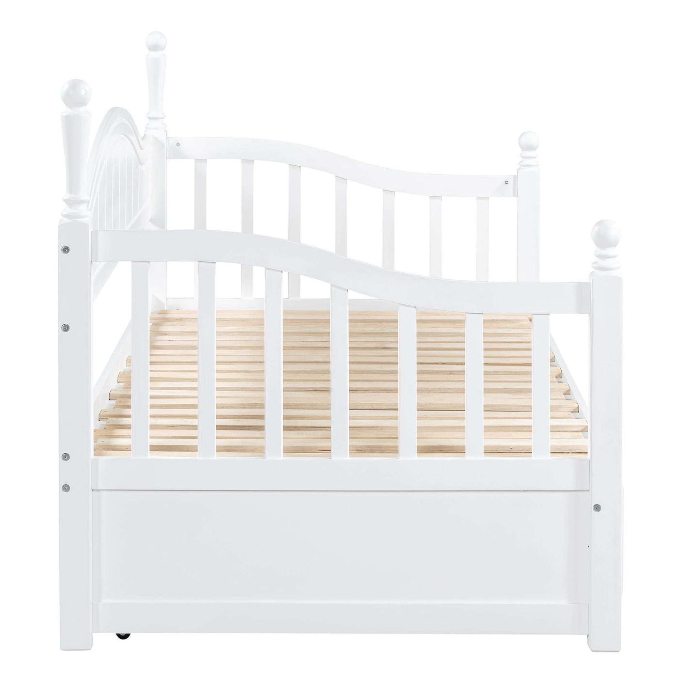 Twin Daybed, Extends to King Size, Trundle with Two Drawers, White