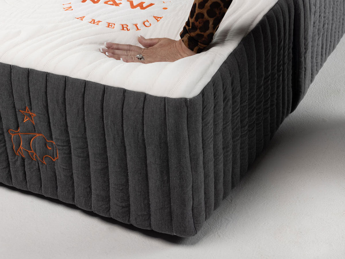 Nest + Wild Original Mattress angled view showing side stitching