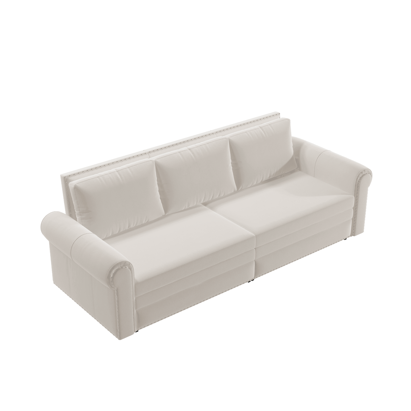 King Sleeper Sofa Bed 94", 3-in-1 Convertible in Velvet with Nailhead Trim