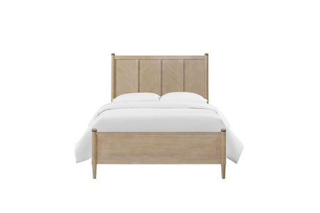 Lo-Post Bed, Herringbone Headboard in Sand Finish