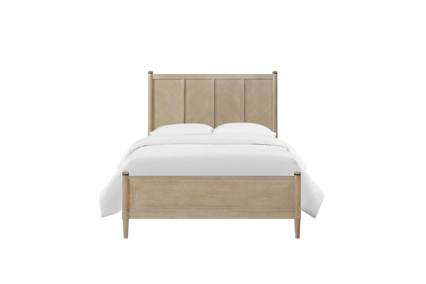Lo-Post Bed, Herringbone Headboard in Sand Finish