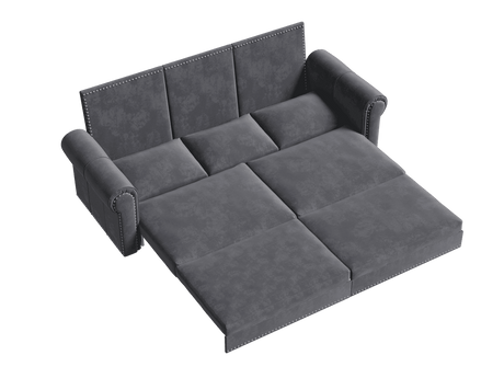 King Sleeper Sofa Bed 94", 3-in-1 Convertible in Velvet with Nailhead Trim