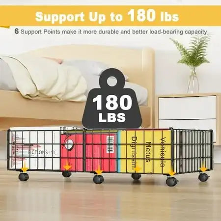 Under Bed Storage with Wheels, 2 Pack Living Room Bedroom Storage Organizers