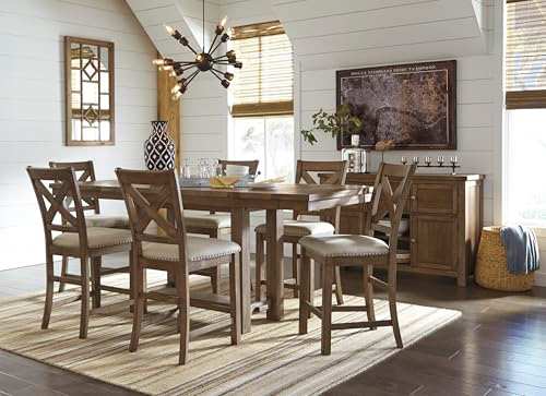 Signature Design by Ashley Moriville Rustic Farmhouse 24.5" Upholstered Barstool, 2 Count, Beige & Brown