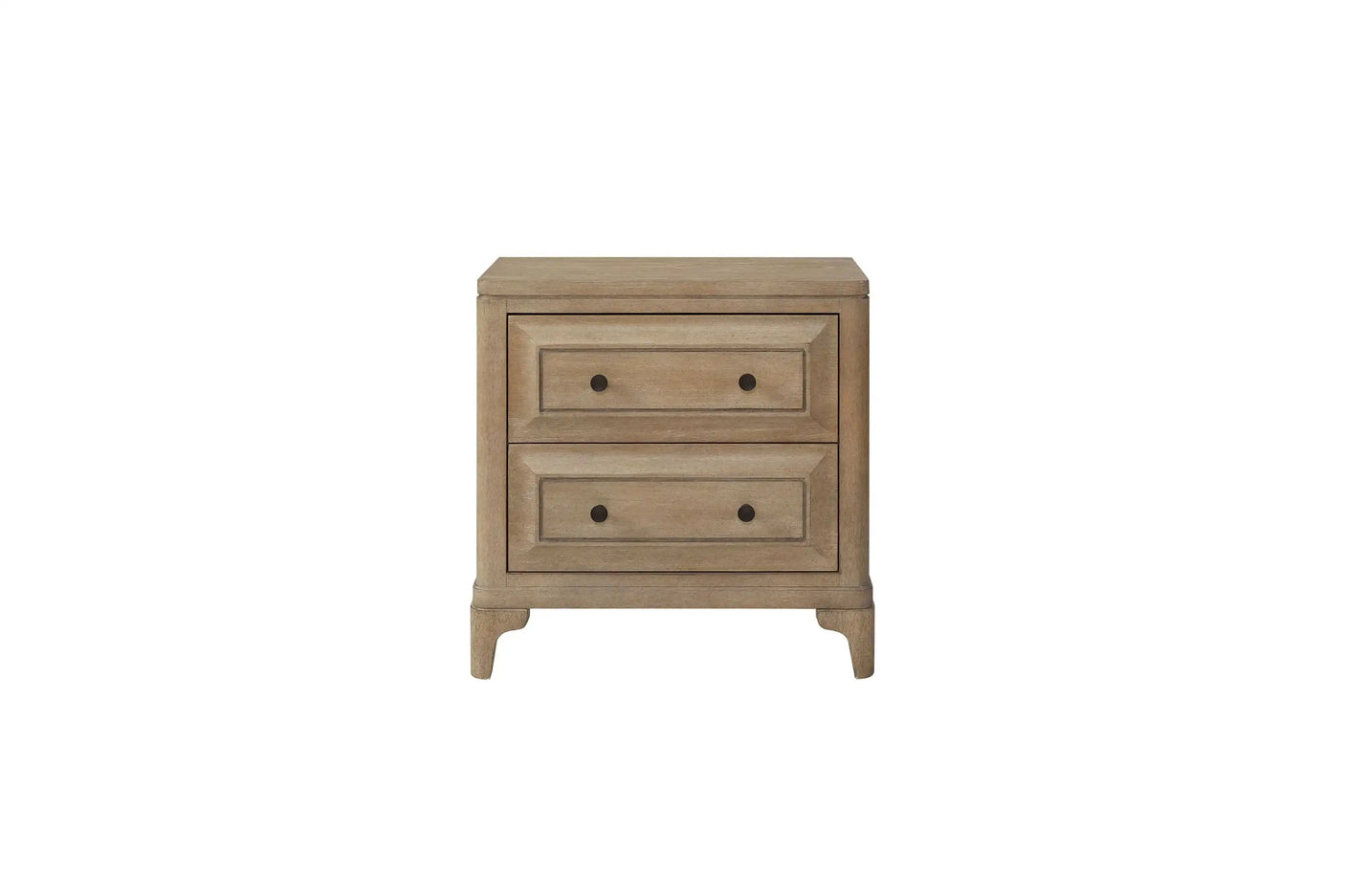 Nightstand, 2 Drawers, USB Charging, Sand Finish