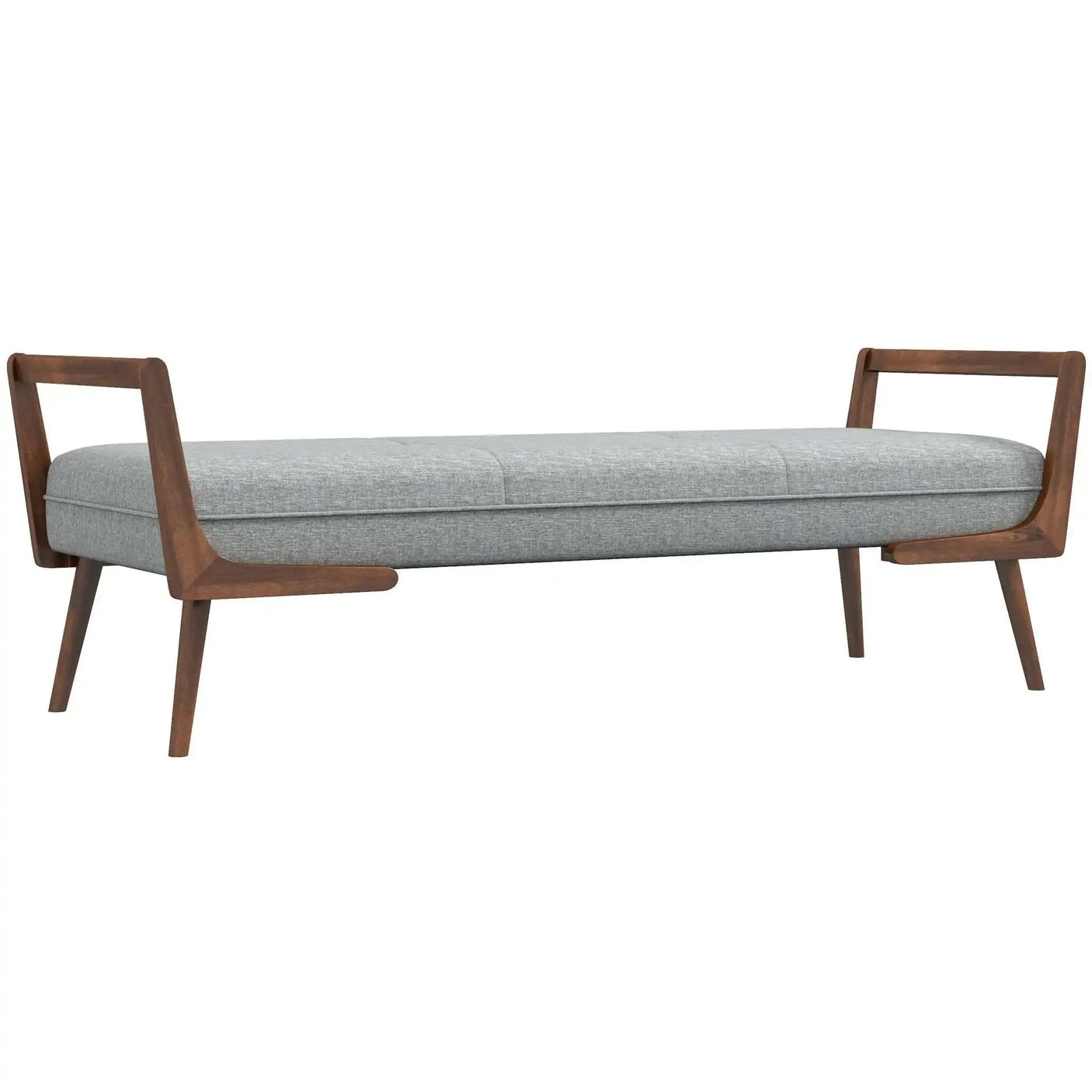 Dresden Modern Bench, Tufted Velvet Upholstery, Solid Wood Frame, Gray