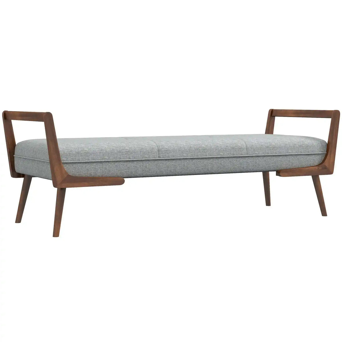 Dresden Modern Bench, Tufted Velvet Upholstery, Solid Wood Frame, Gray