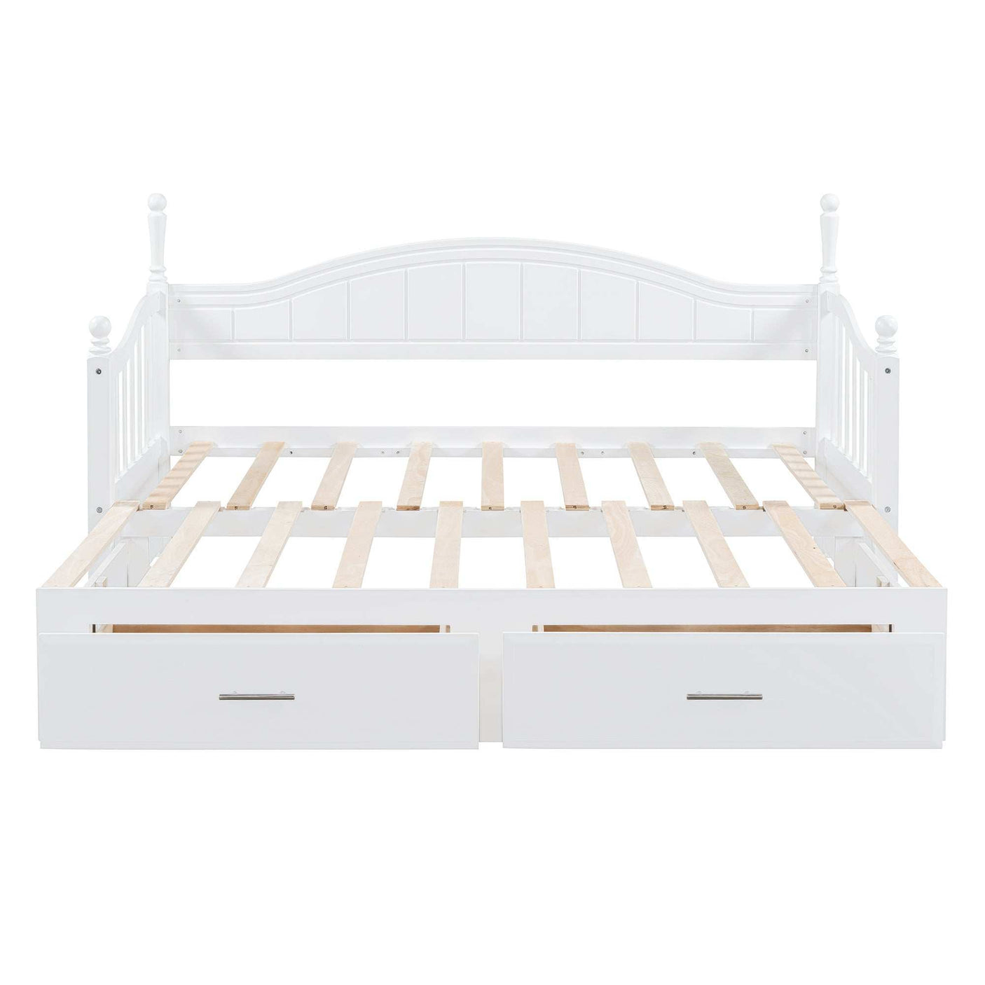 Twin Daybed, Extends to King Size, Trundle with Two Drawers, White