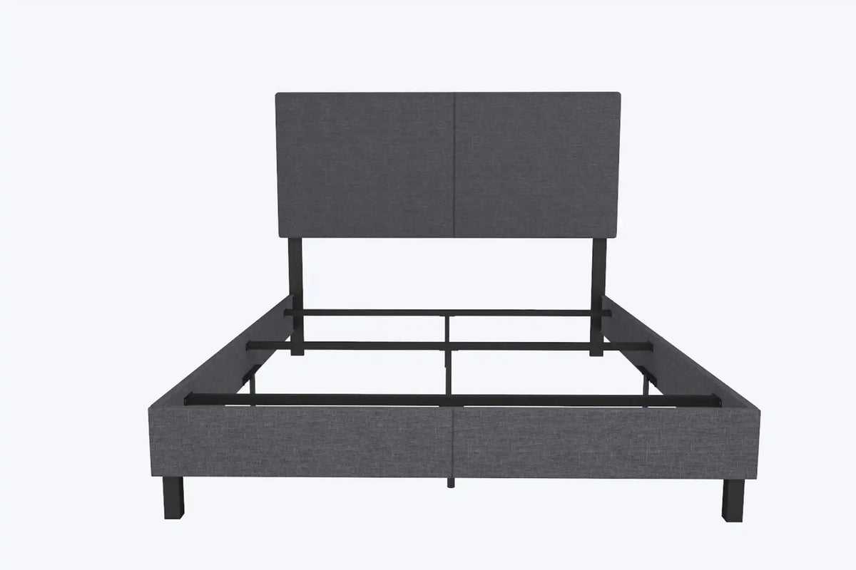 DHP Janford Upholstered Bed, Chic Grey Linen Platform Queen Bed with Modern Headboard