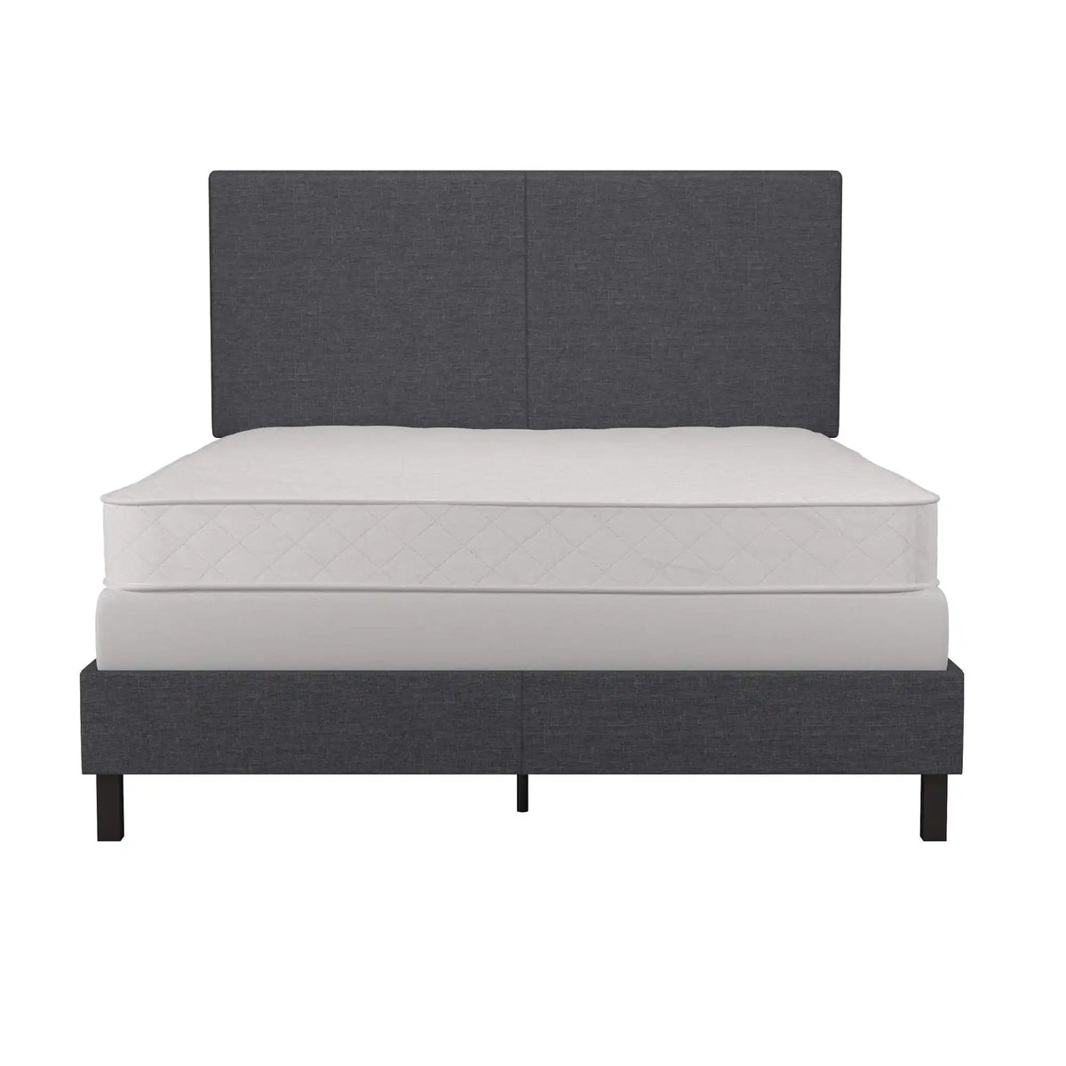 DHP Janford Upholstered Bed, Chic Grey Linen Platform Queen Bed with Modern Headboard