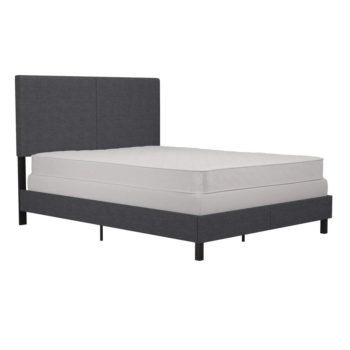 DHP Janford Upholstered Bed, Chic Grey Linen Platform Queen Bed with Modern Headboard