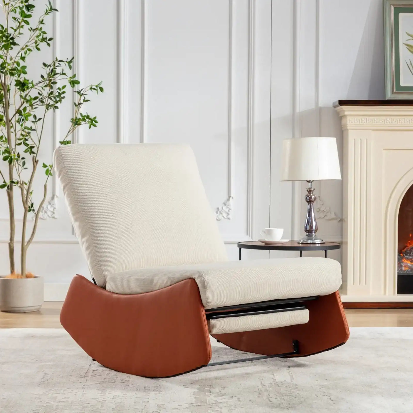 Modern Rocking Chair Recliner, Corduroy Lounge Rocker