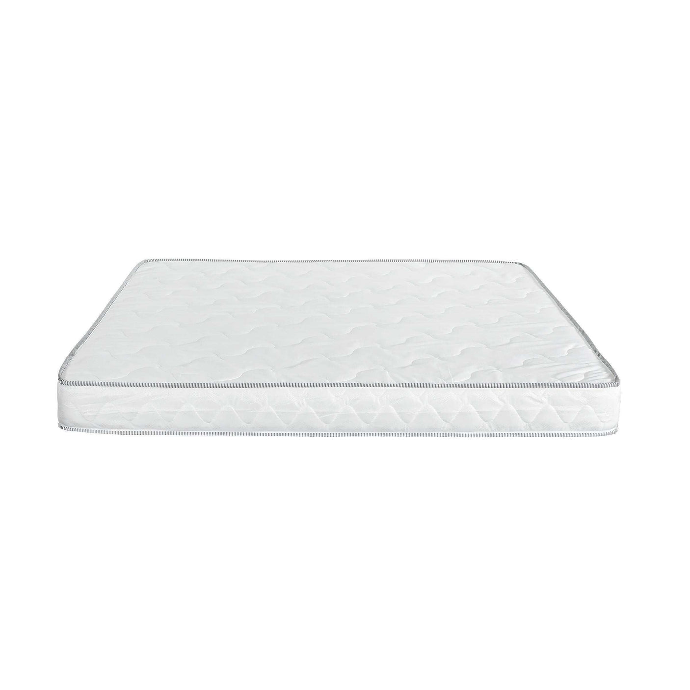 White single mattress with quilted cover on white background