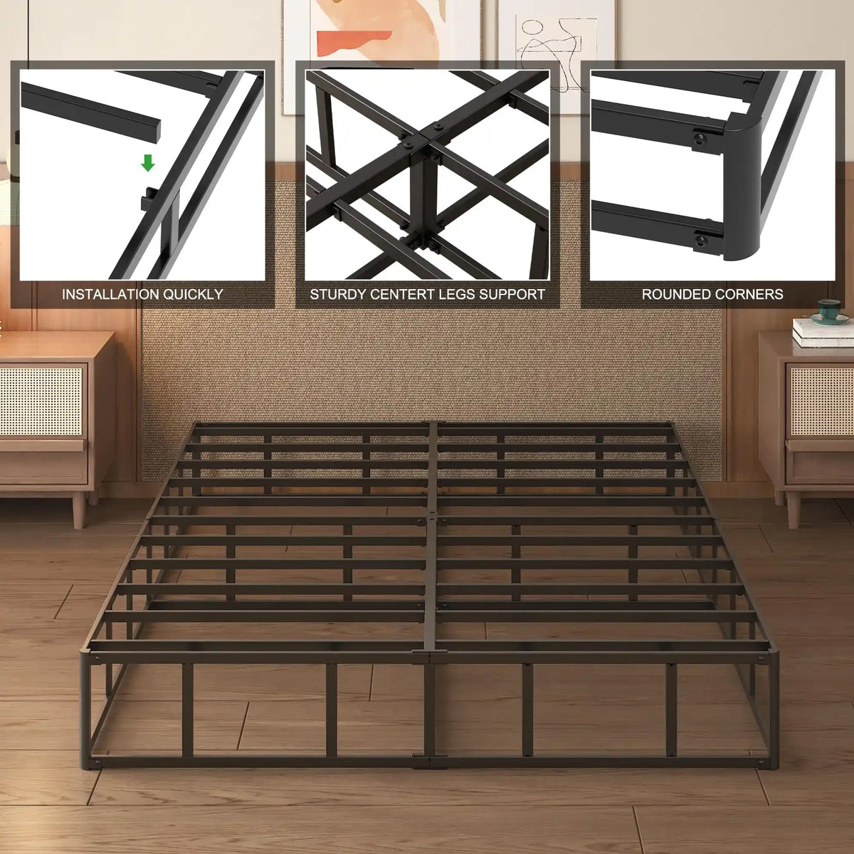 10 Inch King Box Spring High Profile, Heavy Duty Metal King Size Box Spring Bed Base with Fabric Cover