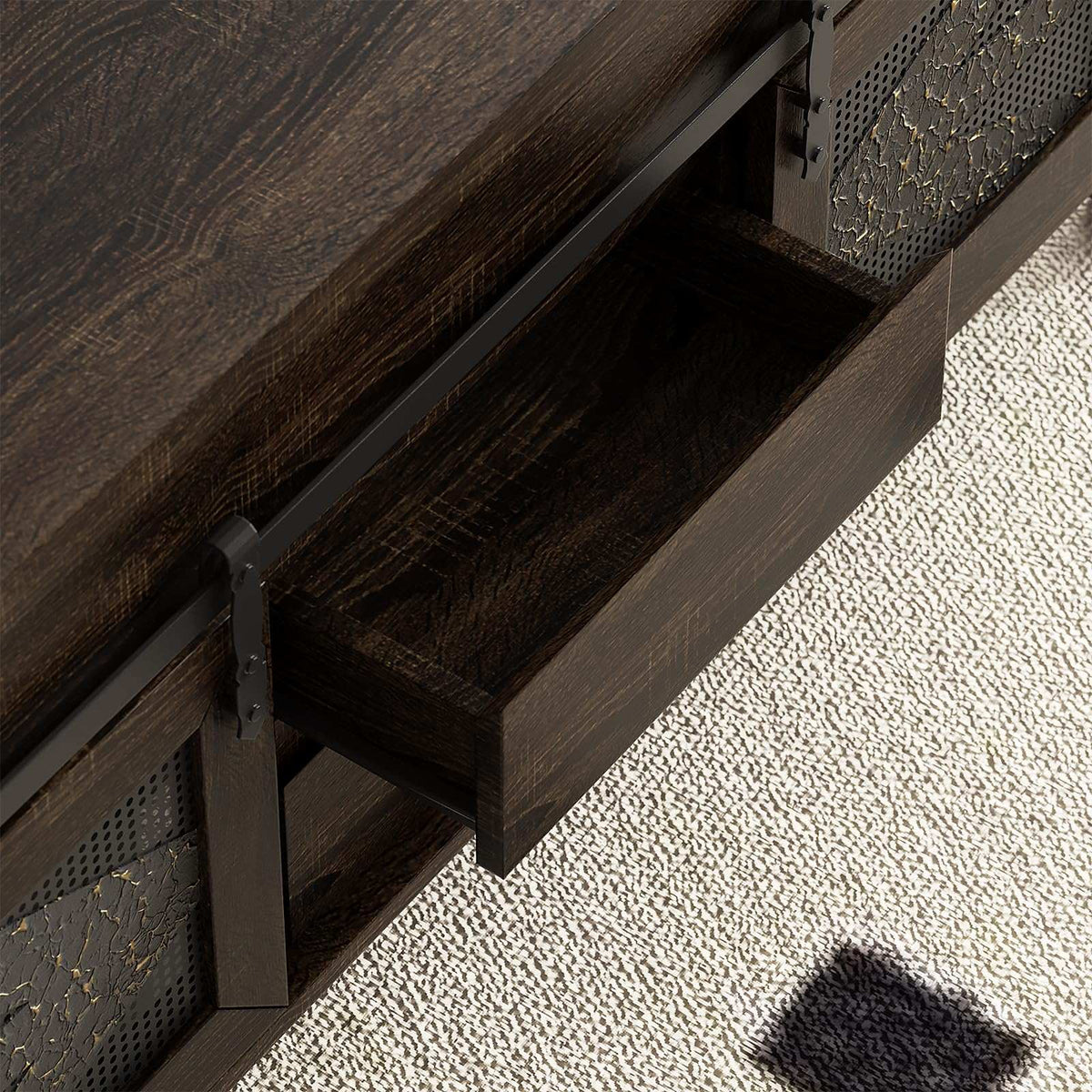 47.2" Lift Top Coffee Table with Hidden Compartment, Storage Drawers & Sliding Barn Doors