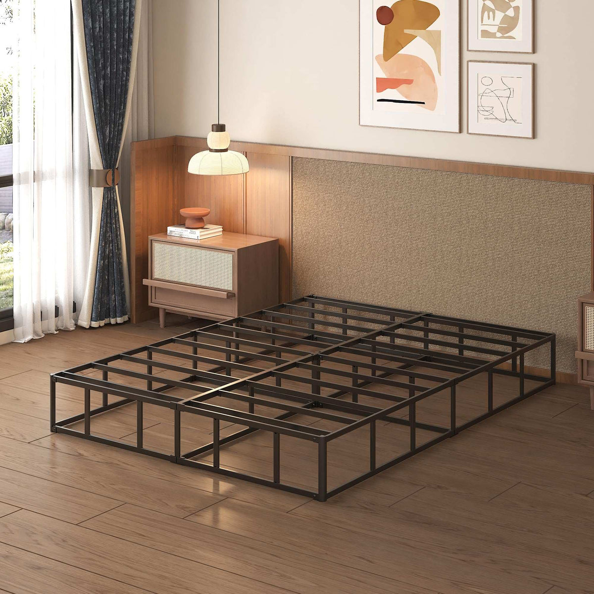 10 Inch King Box Spring High Profile, Heavy Duty Metal King Size Box Spring Bed Base with Fabric Cover