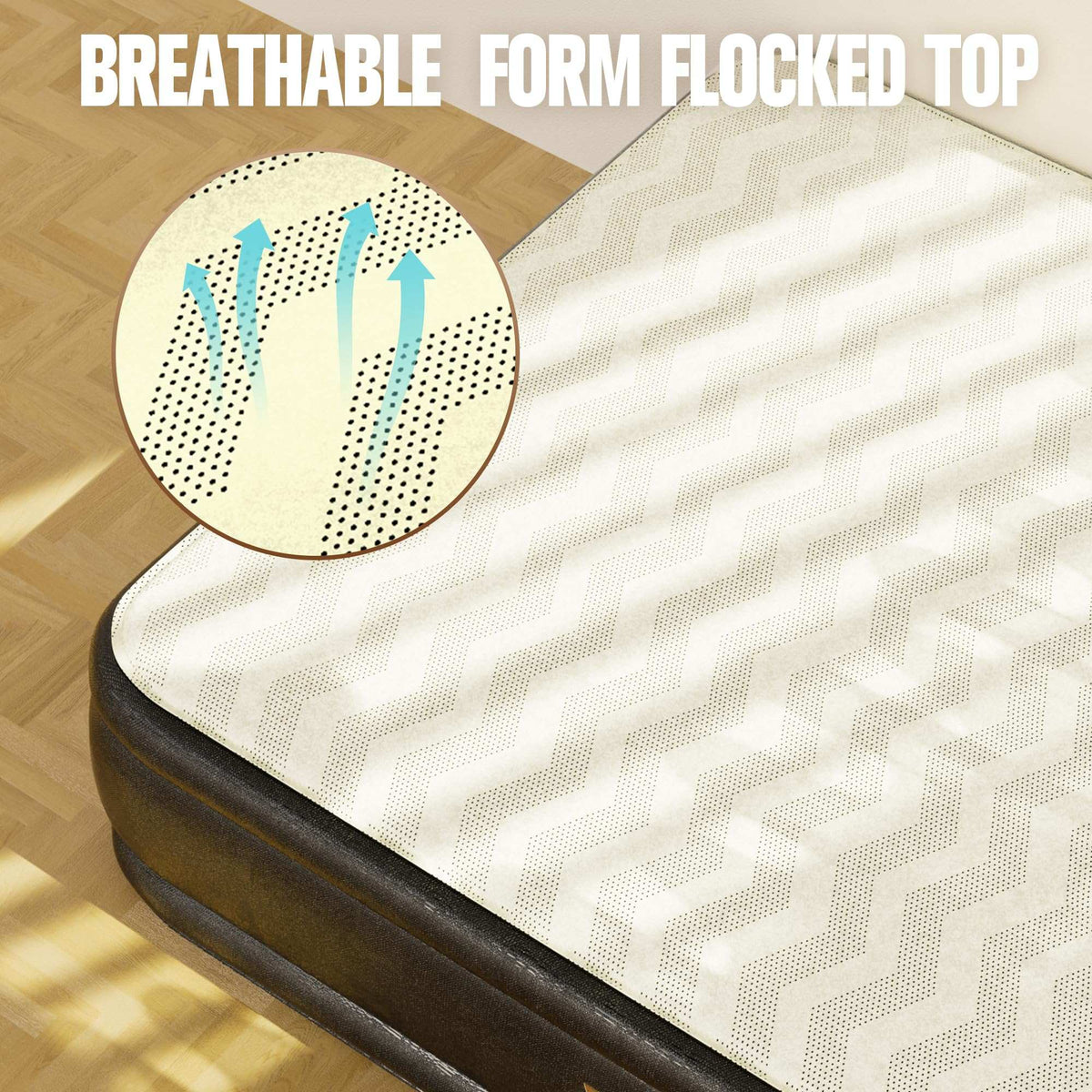 Air Mattress Queen with Built in Pump,Foam Topper Blow up Mattress