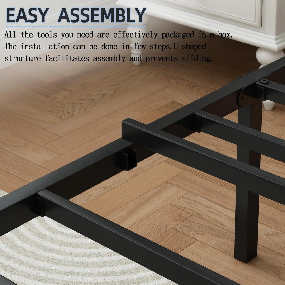 Full Size Bed Frame with Headboard and Footboard, 14 Inch Metal Platform Full Bed Frame with Steel Slat