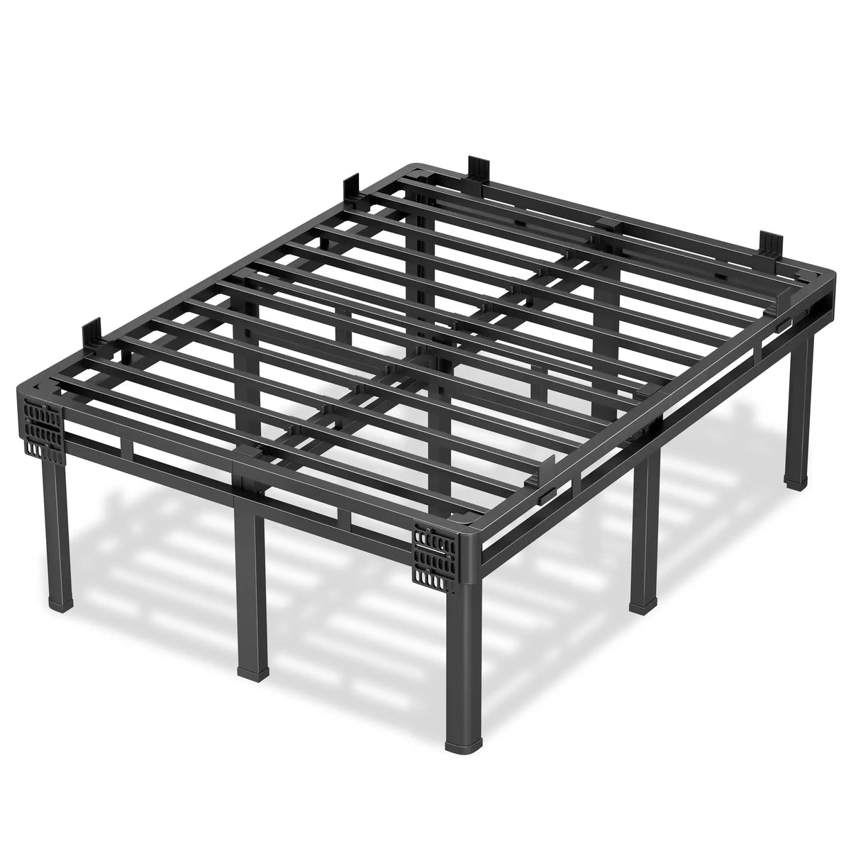 24 inch HIgh Queen Bed Frame with Rounded Legs, Double Layer Design