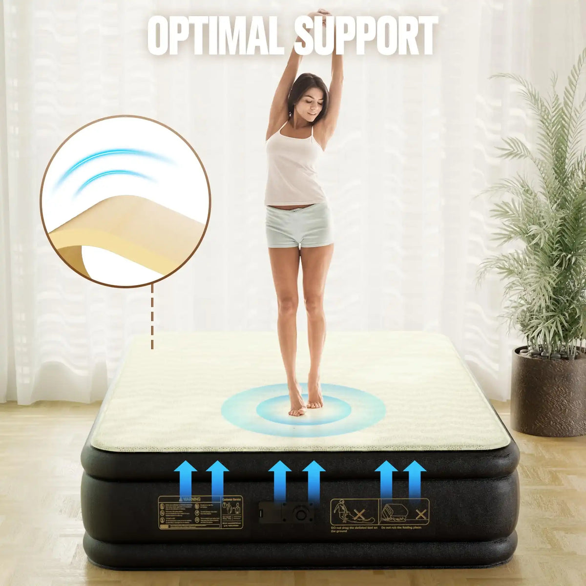Air Mattress Queen with Built in Pump,Foam Topper Blow up Mattress