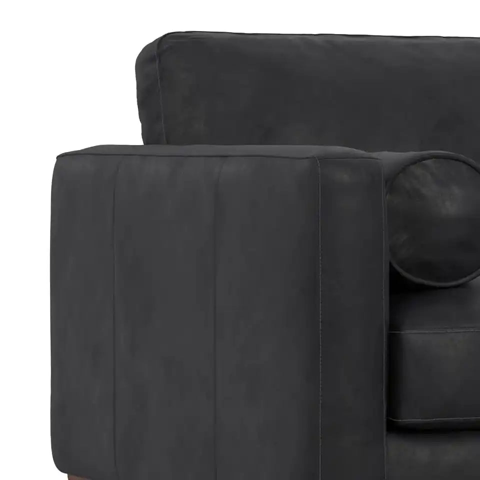 Morrison Leather Arm Chair 42" — Graphite Grey, New in Box