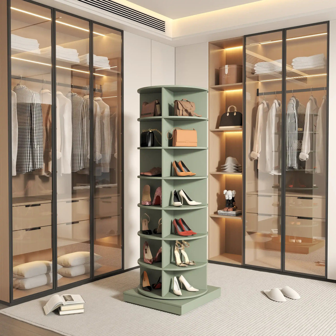 Rotating Shoe Cabinet, 7 Layers up to 28 Pairs of Shoes, Circular