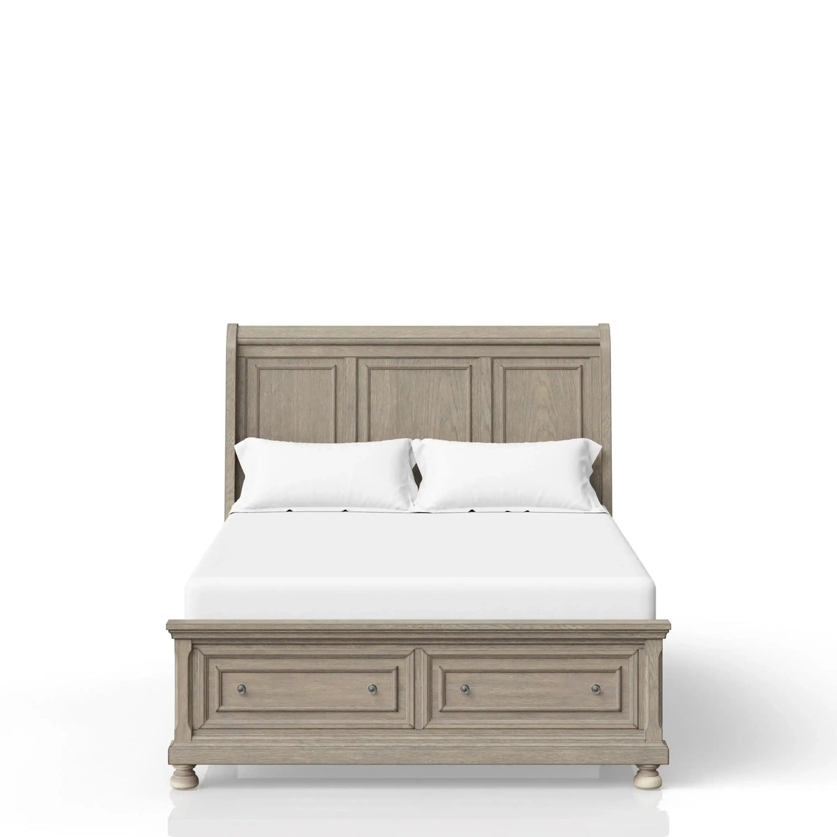 Sleigh Storage Bed with 2 Drawers, Antique Gray