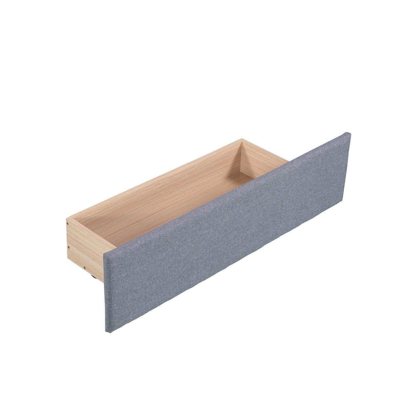 Double Twin Daybed with Trundle & Drawer, Upholstered Gray