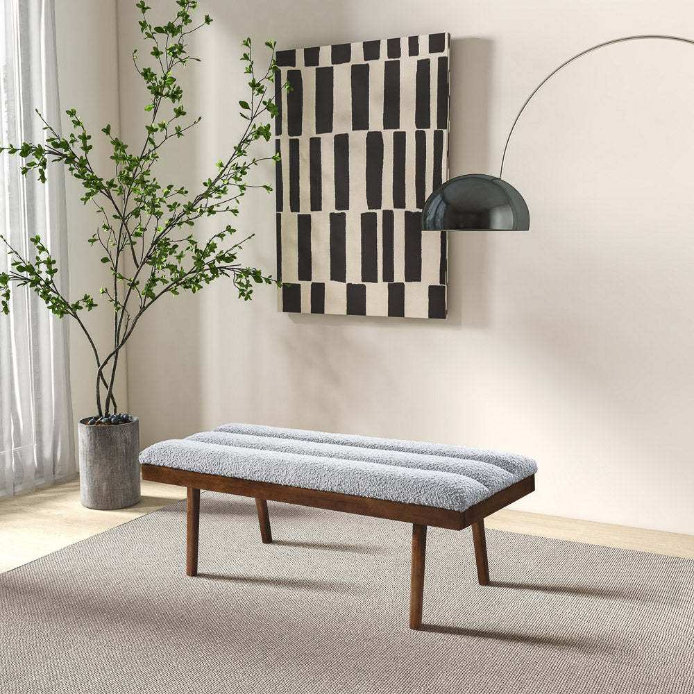 Troni Light Grey Boucle Bench