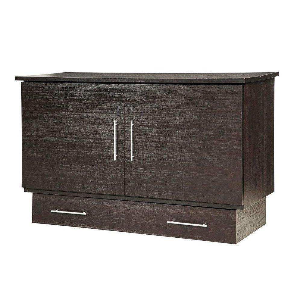 Arason dark coffee cabinet bed with silver handles in modern design