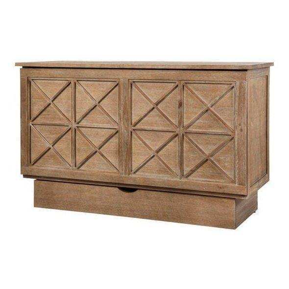 Arason Essex queen cabinet bed in ash finish with geometric front panel design