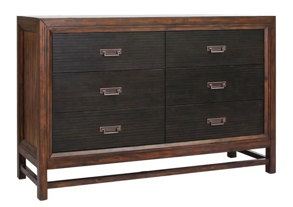 Two Tone Dresser, 6 Drawers, Antique Brass Handles, Buckeye and Black Bedroom Depot USA Two Tone Dresser, 6 Drawers, Antique Brass Handles, Buckeye and Black Bedroom Depot USA
