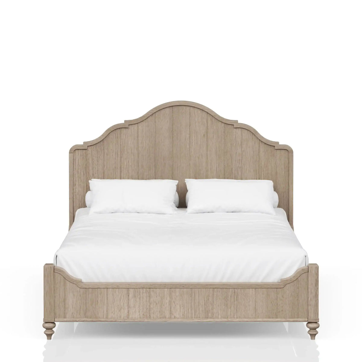 Queen Panel Bed in Sand Finish, Transitional Casual Design