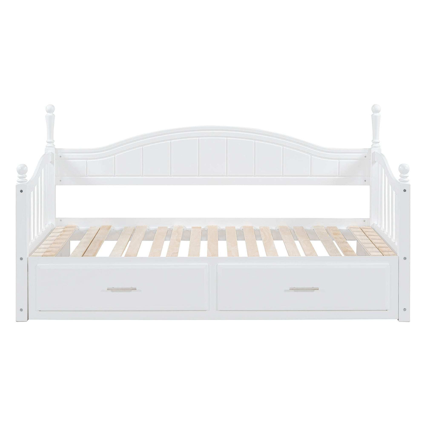 Twin Daybed, Extends to King Size, Trundle with Two Drawers, White