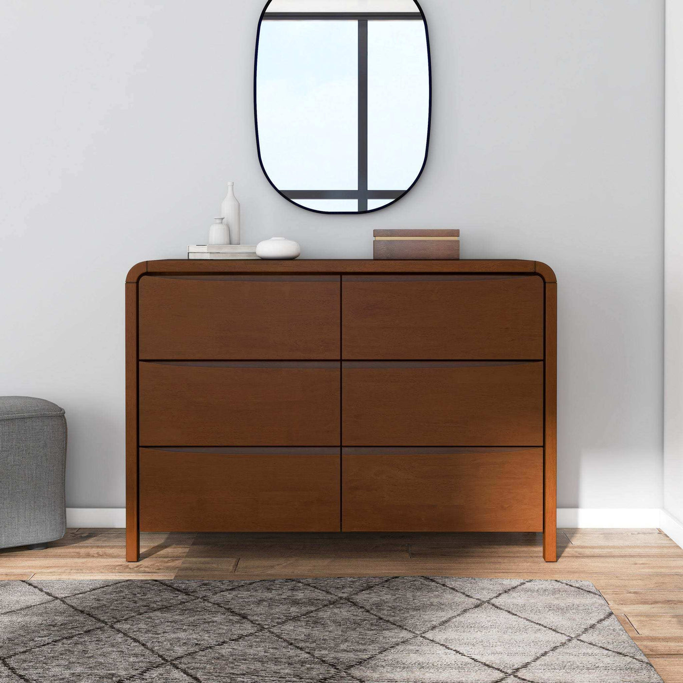 Lionel Dresser, 6 Drawers, Mid Century Modern Solid Wood, Brown