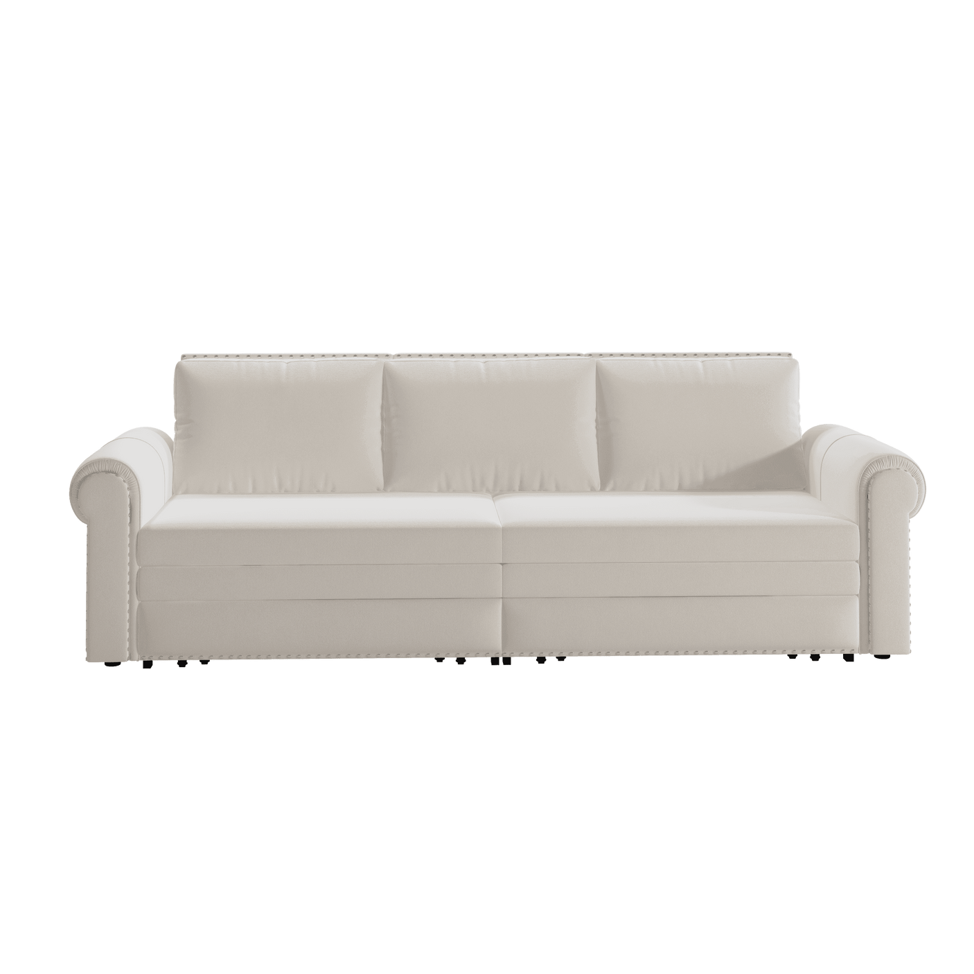King Sleeper Sofa Bed 94", 3-in-1 Convertible in Velvet with Nailhead Trim