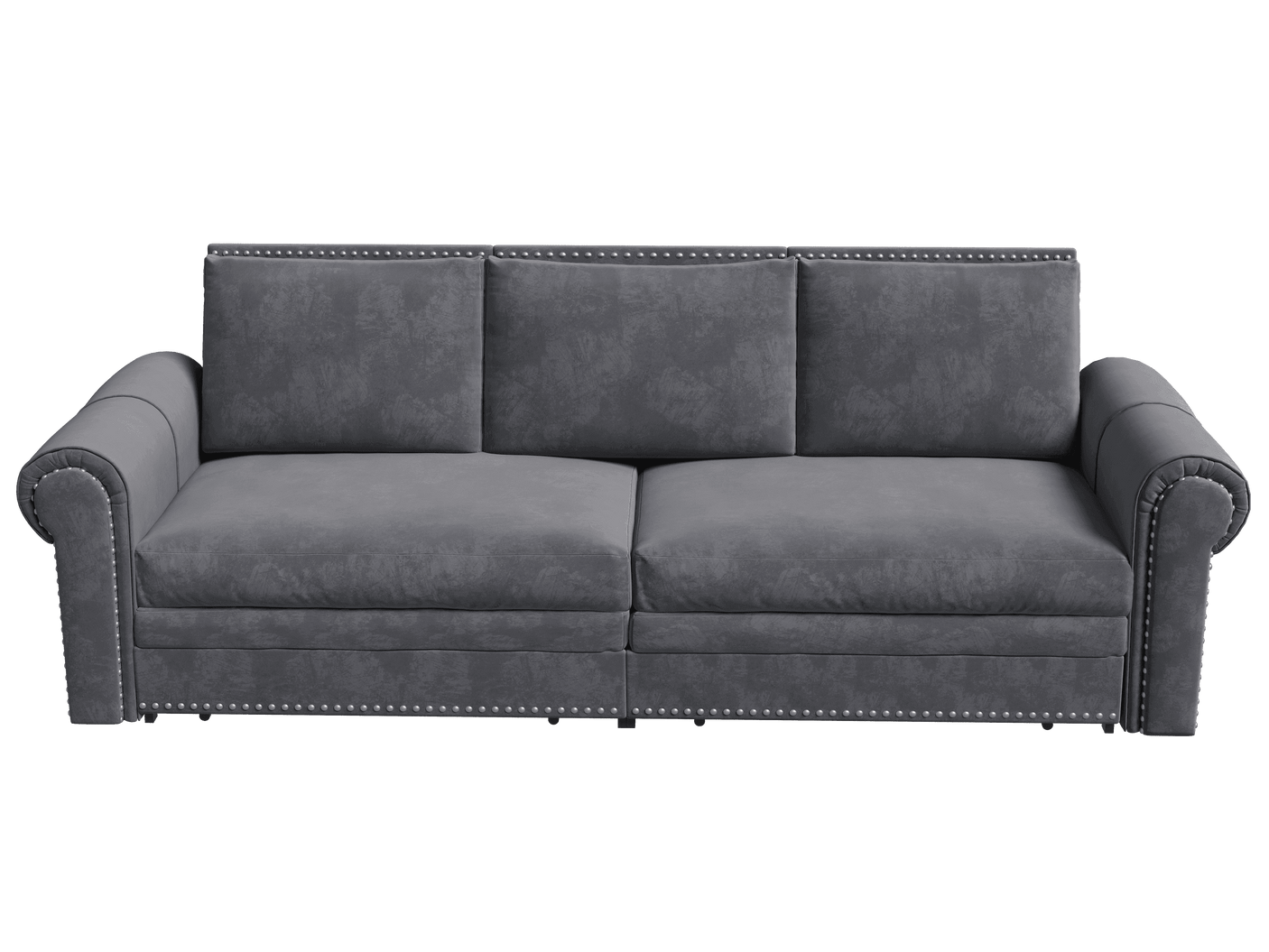 King Sleeper Sofa Bed 94", 3-in-1 Convertible in Velvet with Nailhead Trim