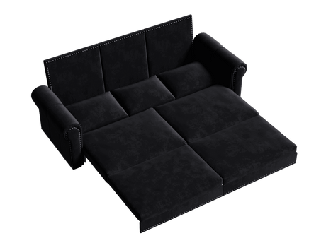 King Sleeper Sofa Bed 94", 3-in-1 Convertible in Velvet with Nailhead Trim