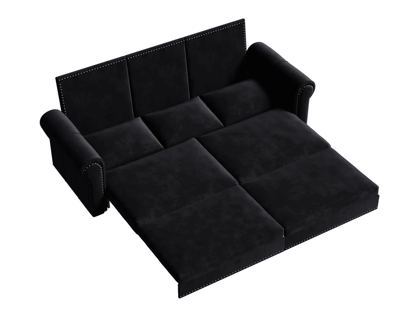 King Sleeper Sofa Bed 94", 3-in-1 Convertible in Velvet with Nailhead Trim