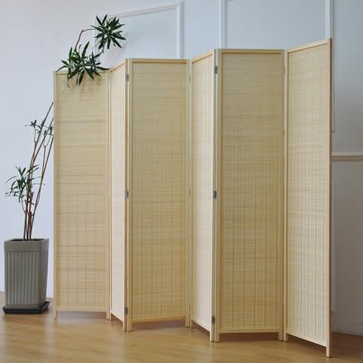 6-Panel Bamboo Room Divider — 5.6 ft Folding Privacy Screen