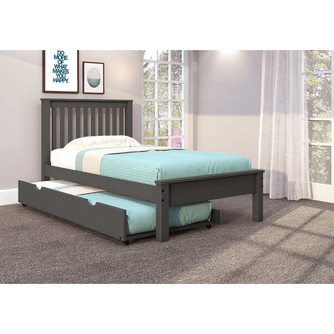 Donco Twin Contempo Bed With Trundle Bed In Dark Grey Finish 500-TDG_503-DG - Bedroom Depot USA