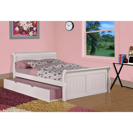 Donco  Full Sleigh Bed With Trundle Bed White Finish 325-FW_503-W - Bedroom Depot USA