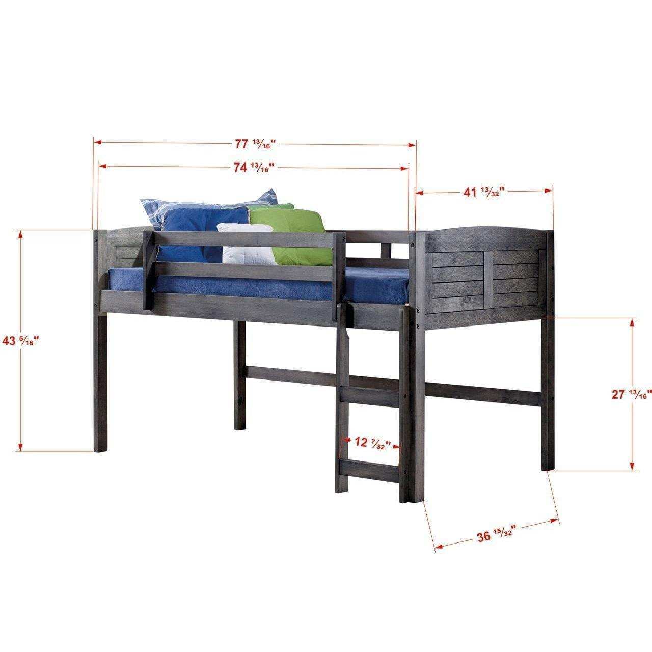 Donco Louver Low Loft Hdbd/Ftbd/Rails - Bedroom Depot USA