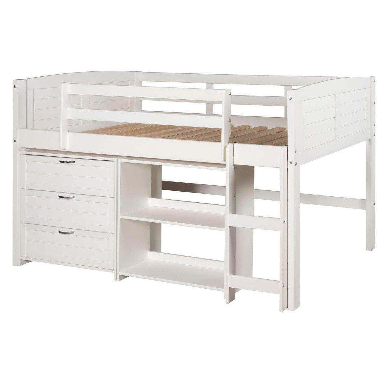 Donco  Twin Louver Low Loft Group C - White 790-TW-C - Bedroom Depot USA