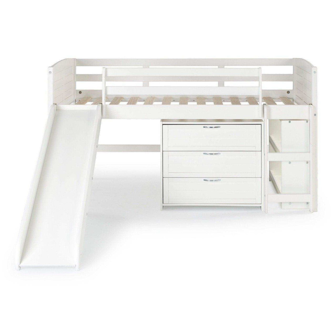 Donco Twin Louver Low Loft W/Slide In White Finish Group C 790-TW-C_785-W - Bedroom Depot USA