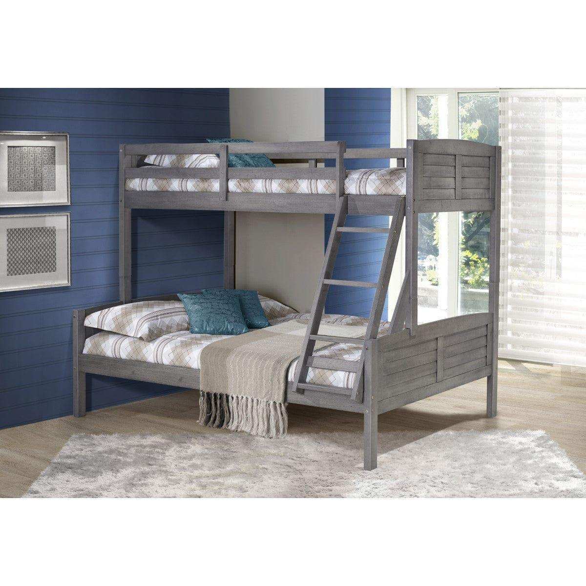 Donco Twin/Full Louver Bunkbed Antique Grey 2012-TFAG - Bedroom Depot USA