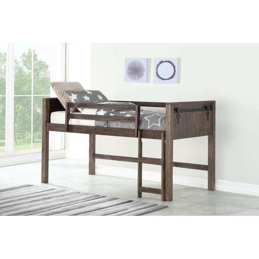 Donco  Low Loft Hdbd/Ftbd/Rails/Slats Brushed Shadow 0318A-TBS - Bedroom Depot USA