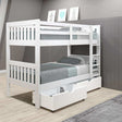 Donco Twin/Twin Mission Bunk Bed W/Dual Under Bed Drawers In White Finish 1010-3TTW_505-W - Bedroom Depot USA